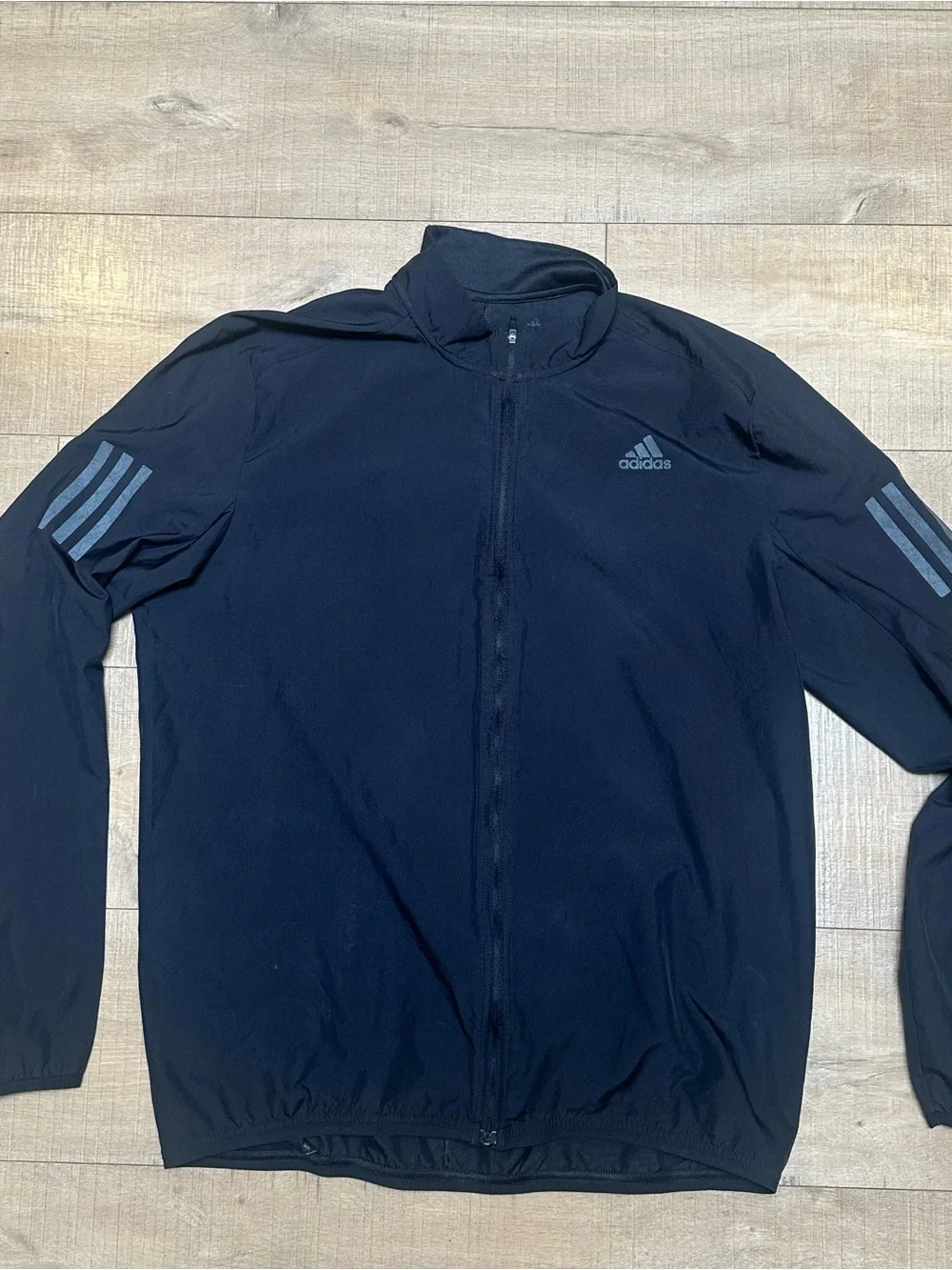 adidas Black Full-Zip Performance Jacket with Reflective Stripes